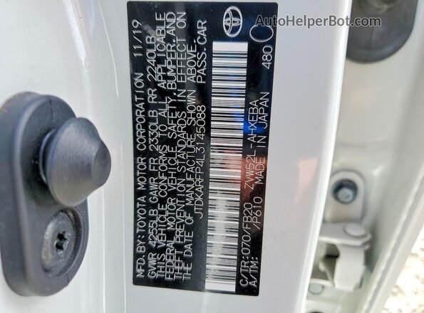 JTDKARFP4L3145088 2020 TOYOTA PRIUS Белый Вид подкапотного пространства