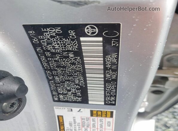 JTDKARFP7J3087264 2018 TOYOTA PRIUS Silver VIN կոդի պիտակի տեսք