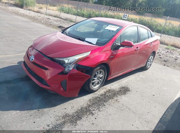 JTDKARFU0G3524908 2016 TOYOTA PRIUS Red Առջևի ձախ երեք քառորդ տեսարան
