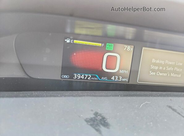 JTDL9RFU4L3013774 2020 TOYOTA PRIUS Gray Вид щитка приладів