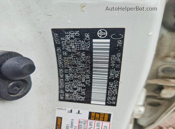 JTDL9RFU8K3012478 2019 TOYOTA PRIUS White Engine compartment view