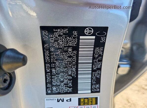 JTDS4MCE1MJ064706 2021 TOYOTA COROLLA Silver Вид підкапотного простору