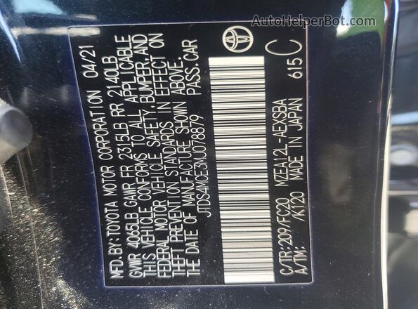 JTDS4MCE3MJ078879 2021 TOYOTA COROLLA Black Widok komory silnika