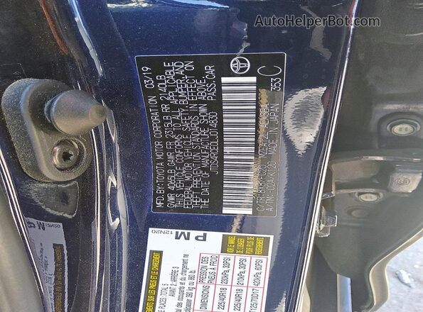 JTDS4RCE0LJ014830 2020 TOYOTA COROLLA Blue Շարժիչի բաժամունքի տեսք