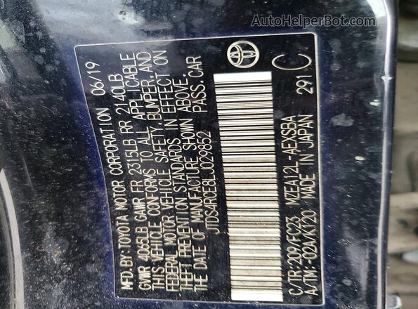 JTDS4RCE8LJ029852 2020 TOYOTA COROLLA Black ძრავის განყოფილების ხედი