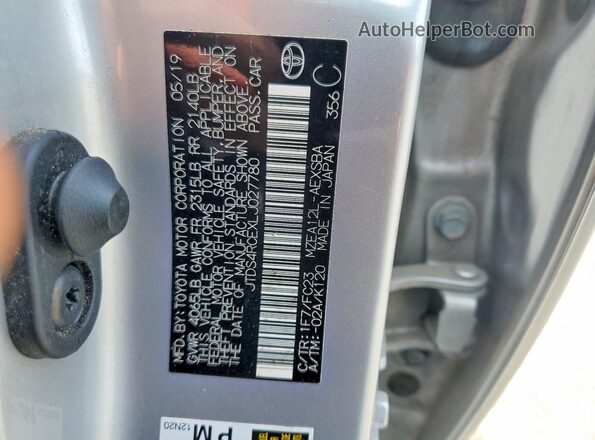 JTDS4RCEXLJ027780 2020 TOYOTA COROLLA Silver Вид наклейки з VIN-кодом