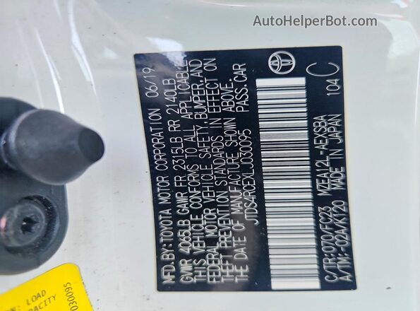 JTDS4RCEXLJ030095 2020 TOYOTA COROLLA White Շարժիչի բաժամունքի տեսք