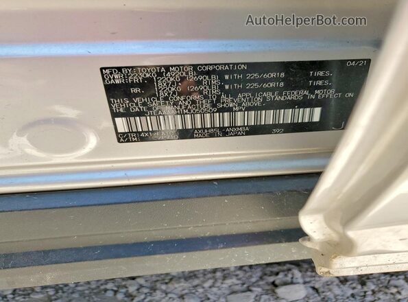 JTEAAAAH1MJ050509 2021 TOYOTA VENZA Silver Widok naklejki z numerem VIN