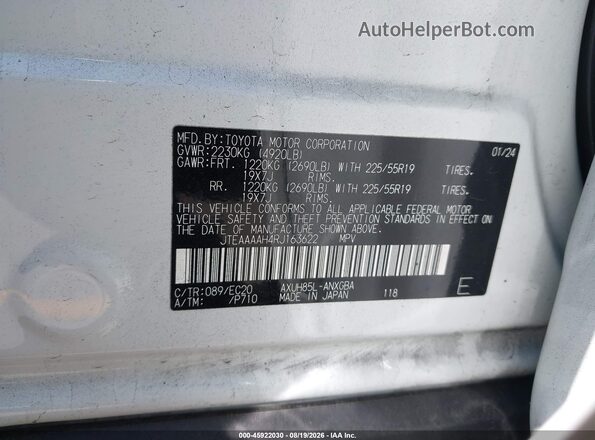 JTEAAAAH4RJ163622 2024 TOYOTA VENZA Белый Вид подкапотного пространства
