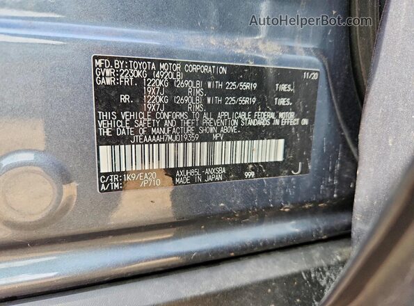JTEAAAAH7MJ019359 2021 TOYOTA VENZA Gray Widok komory silnika