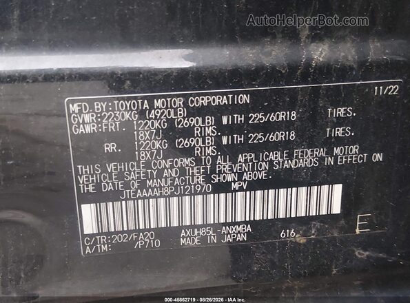 JTEAAAAH8PJ121970 2023 TOYOTA VENZA Black Widok komory silnika