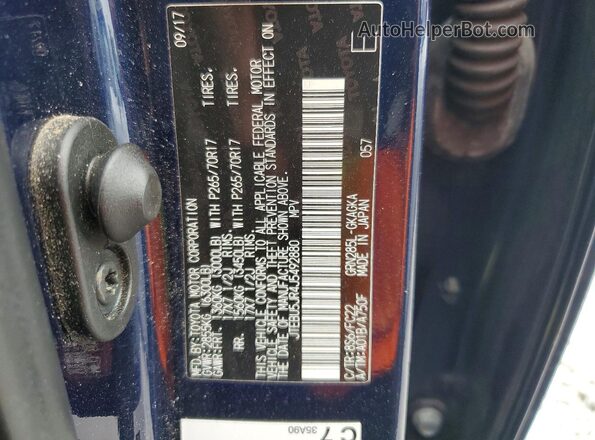 JTEBU5JR4J5492880 2018 TOYOTA 4RUNNER Blue Vista interior de 360 grados