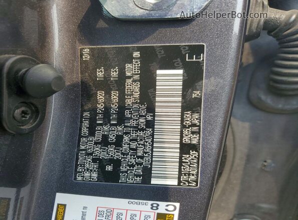 JTEBU5JR6H5407984 2017 TOYOTA 4RUNNER Charcoal VIN կոդի պիտակի տեսք