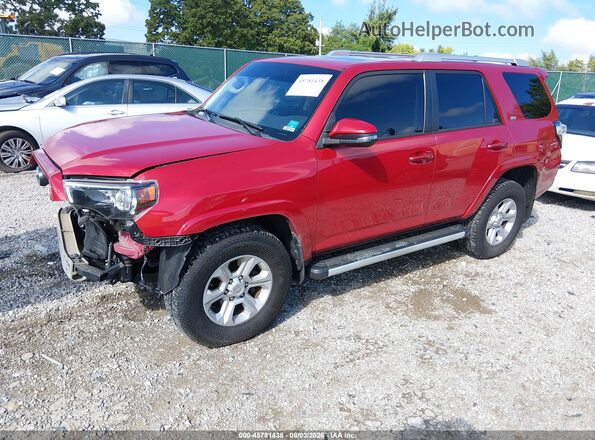 JTEBU5JR7J5579303 2018 TOYOTA 4RUNNER Red წინა მარცხენა ხედი სამი მეოთხედიდან