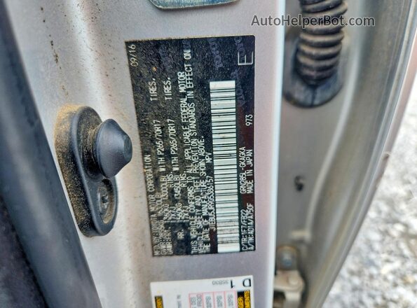 JTEBU5JR9G5386157 2016 TOYOTA 4RUNNER Silver Vista de la etiqueta del VIN