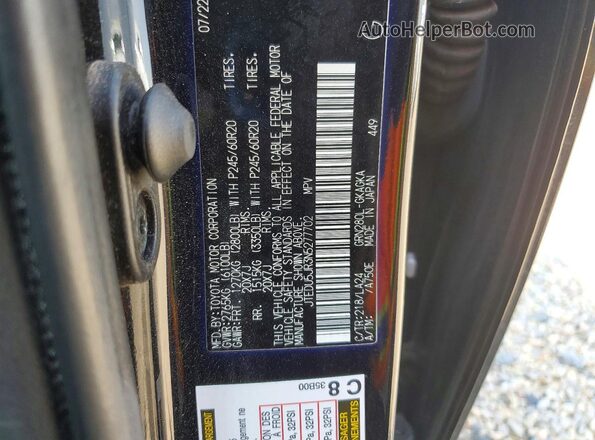 JTEDU5JR3N5277702 2022 TOYOTA 4RUNNER Black VIN კოდის სტიკერის ხედი