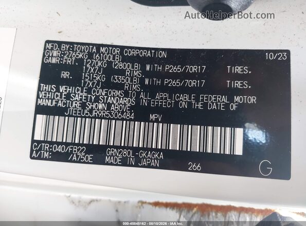 JTEEU5JR9R5306484 2024 TOYOTA 4RUNNER Белый Вид подкапотного пространства