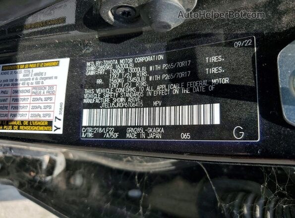 JTELU5JR0P6106415 2023 TOYOTA 4RUNNER Black 