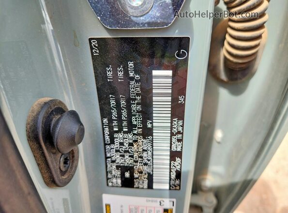 JTELU5JR9M5899716 2021 TOYOTA 4RUNNER Green VIN կոդի պիտակի տեսք