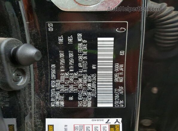 JTELU5JRXP6136425 2023 TOYOTA 4RUNNER Black Vista interior de 360 grados