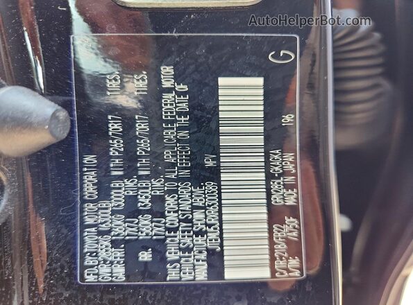 JTEMU5JRXR6300389 2024 TOYOTA 4RUNNER Black Widok naklejki z numerem VIN