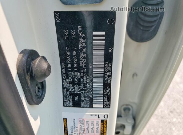 JTENU5JR5M5871260 2021 TOYOTA 4RUNNER White VIN კოდის სტიკერის ხედი