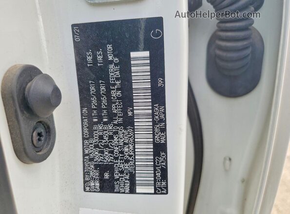 JTERU5JR9M5963697 2021 TOYOTA 4RUNNER Белый Вид наклейки с VIN-кодом