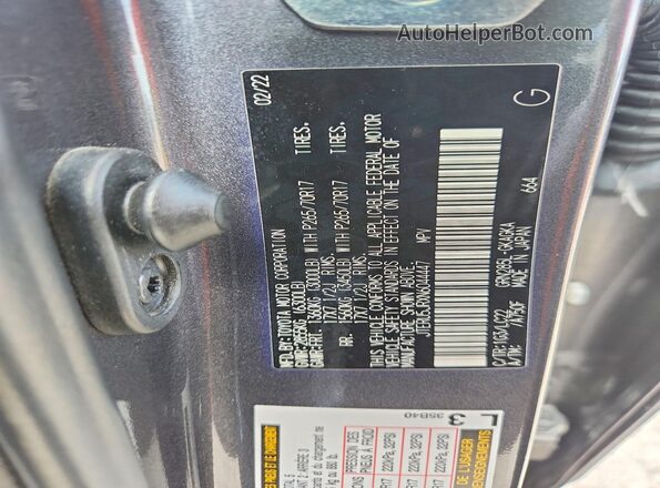 JTERU5JRXN6044447 2022 TOYOTA 4RUNNER Gray Вид підкапотного простору