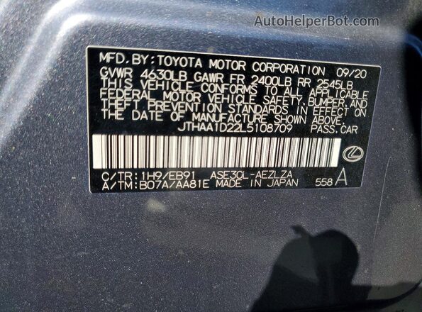 JTHAA1D22L5108709 2020 LEXUS IS Gray Вид підкапотного простору