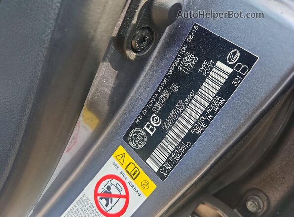 JTHB21B15K2005201 2019 LEXUS ES Charcoal VIN კოდის სტიკერის ხედი