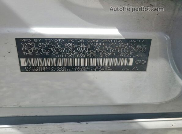 JTHBA1D23H5051402 2017 LEXUS IS White Vista de la etiqueta del VIN