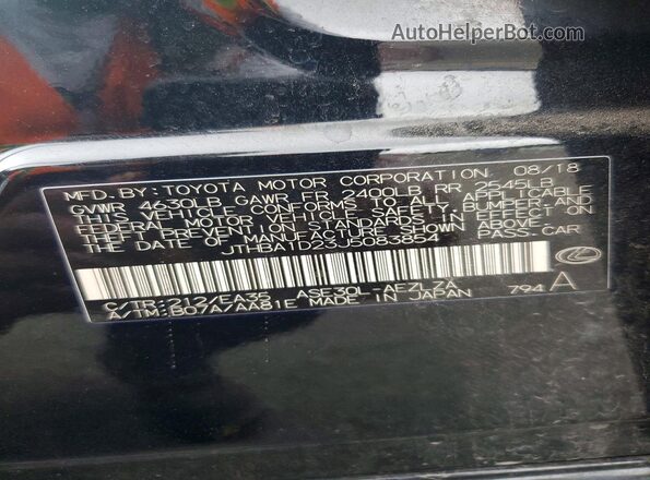 JTHBA1D23J5083854 2018 LEXUS IS Black ძრავის განყოფილების ხედი