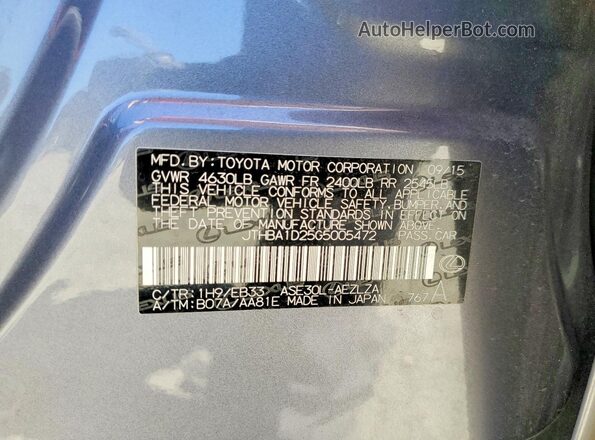 JTHBA1D25G5005472 2016 LEXUS IS Gray ძრავის განყოფილების ხედი