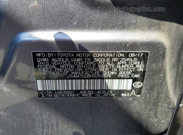 JTHBA1D28H5059379 2017 LEXUS IS Charcoal Вид підкапотного простору