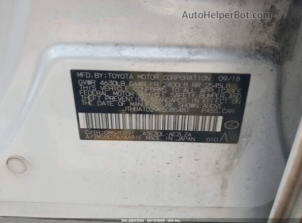 JTHBA1D29K5085481 2019 LEXUS IS 300 White Widok komory silnika