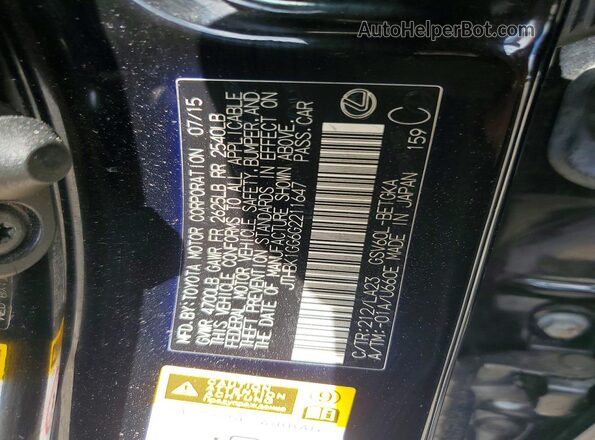 JTHBK1GG6G2211647 2016 LEXUS ES Black Вид підкапотного простору