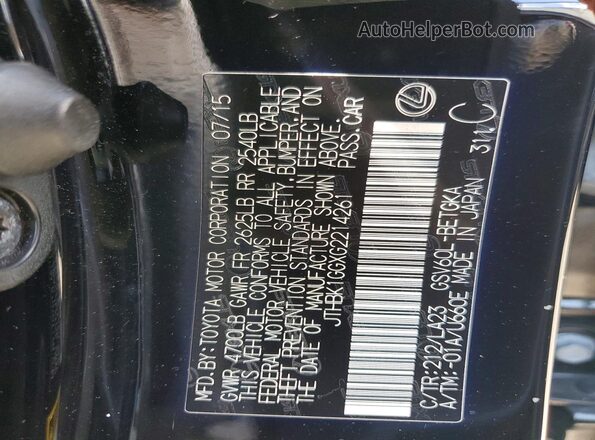 JTHBK1GGXG2214261 2016 LEXUS ES Black Widok naklejki z numerem VIN