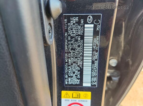 JTHBZ1B13K2005256 2019 LEXUS ES Black VIN sticker view