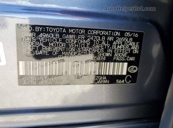 JTHBZ1BL9GA005874 2016 LEXUS GS Gray Vista del compartimento del motor