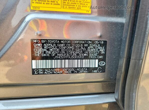 JTHC51FFXJ5003202 2018 LEXUS LS Gray ძრავის განყოფილების ხედი