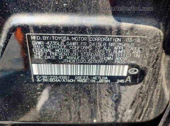 JTHC81D20J5030917 2018 LEXUS IS Black Вид підкапотного простору
