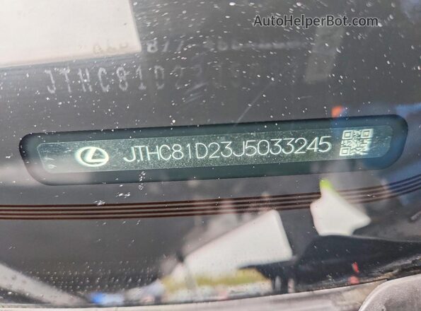 JTHC81D23J5033245 2018 LEXUS IS Black Widok naklejki z numerem VIN
