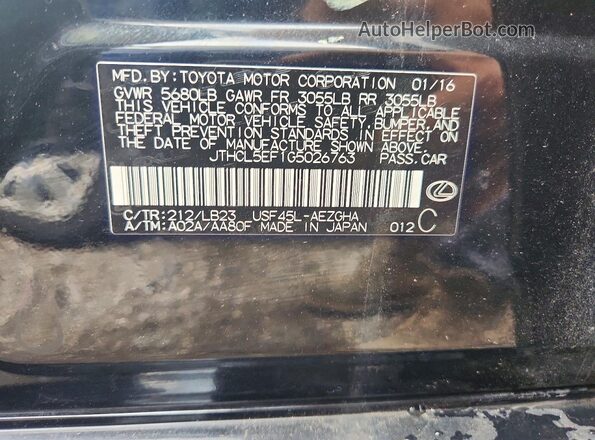 JTHCL5EF1G5026763 2016 LEXUS LS Черный Вид наклейки с VIN-кодом