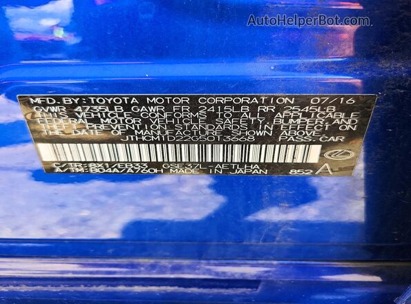 JTHCM1D22G5013668 2016 LEXUS IS Blue Widok komory silnika