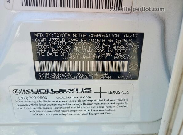JTHCM1D26H5023217 2017 LEXUS IS White Շարժիչի բաժամունքի տեսք