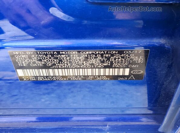 JTHCM1D29H5021140 2017 LEXUS IS Blue Շարժիչի բաժամունքի տեսք