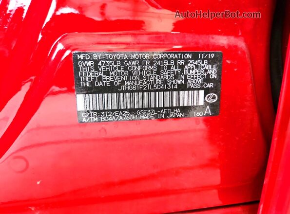 JTHG81F21L5041314 2020 LEXUS IS Red Widok komory silnika