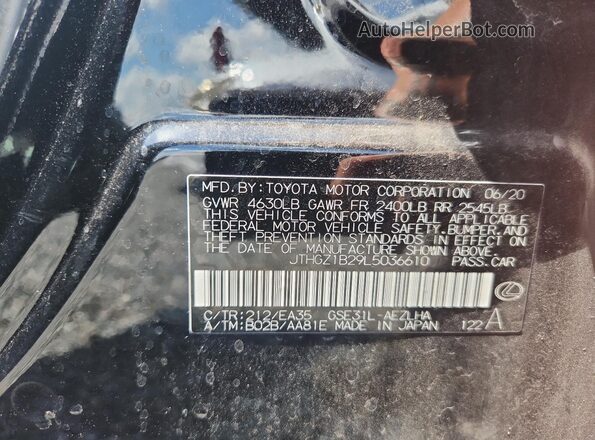 JTHGZ1B29L5036610 2020 LEXUS IS Black Vista del compartimento del motor
