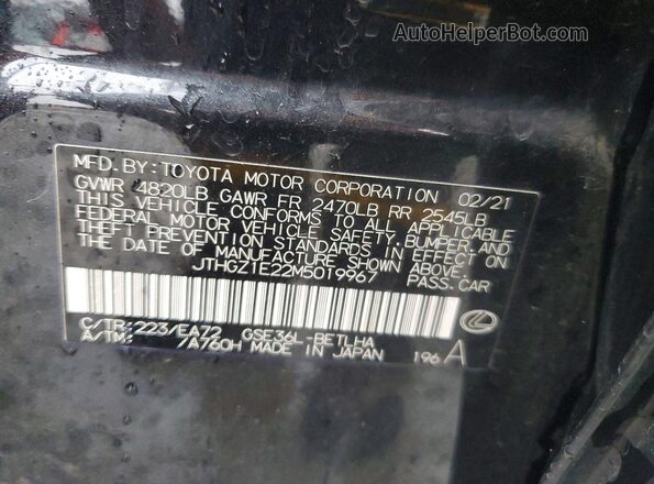 JTHGZ1E22M5019967 2021 LEXUS IS Black Vista de la etiqueta del VIN