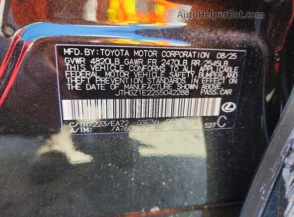 JTHGZ1E22S5042288 2025 LEXUS IS Black Շարժիչի բաժամունքի տեսք